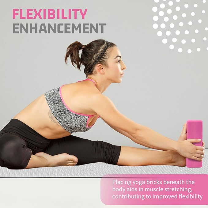 2 Pack 3"x6"x9" EVA Foam Yoga Block Supportive Latex-Free, Non-Slip Exercise Blocks for Pilates, Meditation, Balance, Stretching and Deep Poses