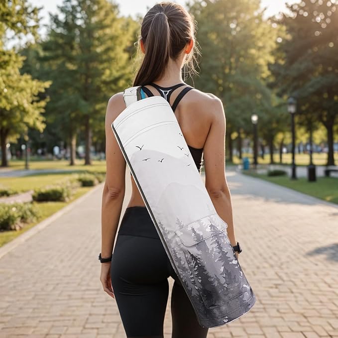 Yoga Mat Bag Full-Zipper Yoga Mat Carrier with Extra Wide Adjustable Strap 2 Multi-Functional Storage Cargo Pocket Stylish & Functional Yoga Bag Pilates Bag for Women & Men