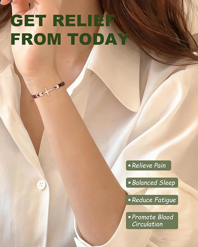 MagEnergy Copper Magnetic Bracelet for Women, Cross Copper Bracelet with 3500 Gauss Magnets, Adjustable, Christian Jewelry Gift