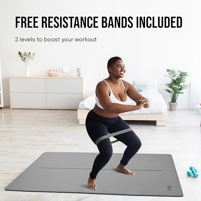 Large Yoga Mat (6'x4') – 1/4" & 1/2" Thick Exercise Mats for Home Workout, Extra Wide Workout Mats for Home Gym, Yoga, Pilates, Stretching, Floor & More