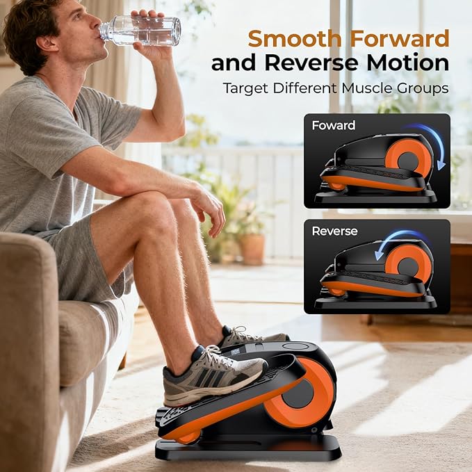 Under Desk Elliptical Machine - Electric Elliptical Exerciser for Seniors, Pedal Exerciser 12 Speeds Portable Seated Pedal Exerciser with Remote Control Home Workout Exercise Equipment