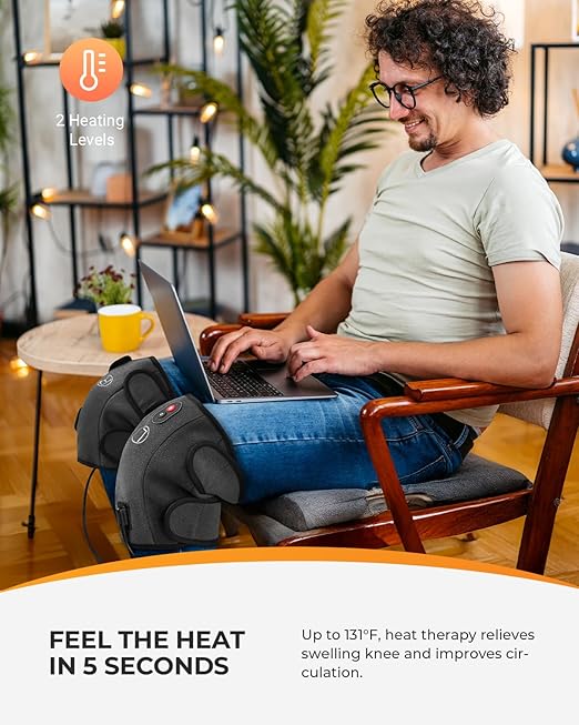 CooCoCo Knee Massager with Heat/Cold, Knee Pain Relief, Vibration Massage, Heating Pad for Knee, Heated Knee Pad for Dad Mom Husband Wife Seniors