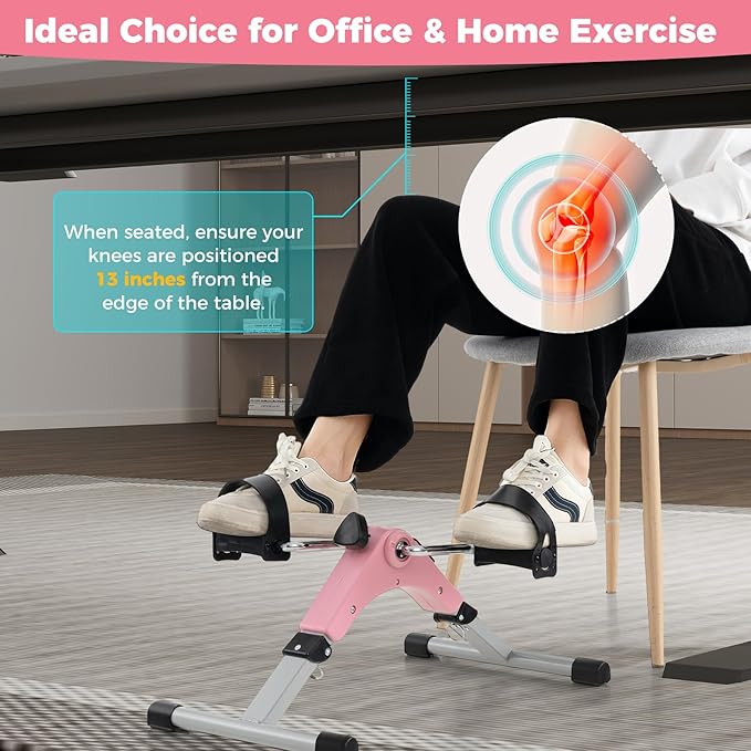 GYMAX Pedal Exerciser, Under Desk Bike Foldable with LCD Display for Arms & Legs Workout, Portable Mini Exercise Bike for Seniors Office Home Fitness