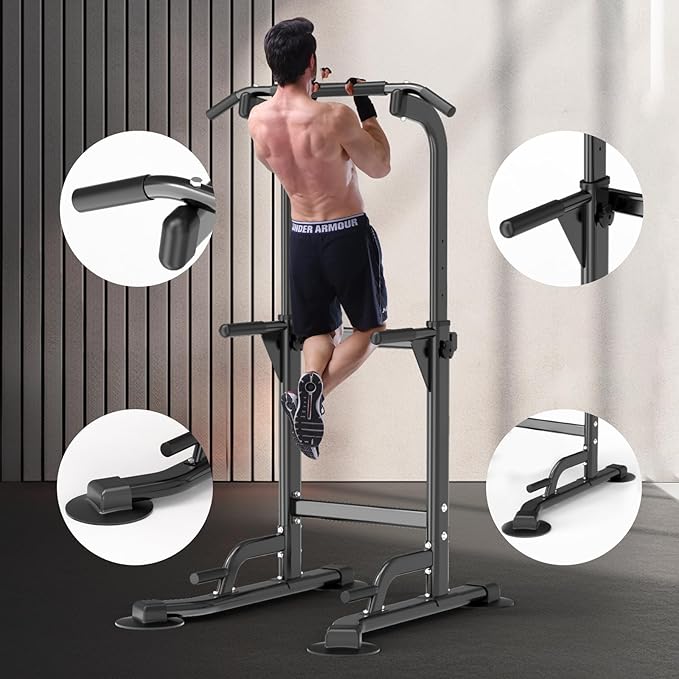 Pull Up Dip Station For Home Gym Strength Training Fitness Workout Station Chin-Ups Push-Ups Pull-Ups Dip-Ups 330LBS T055CDC