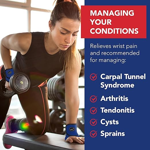 Doctor Developed Wrist Brace - Wrist wrap for Carpal Tunnel Arthritis,Tendonitis, Hand Support - Ideal for Fitness, Weightlifting - Handbook included (Blue, 1 Pack)