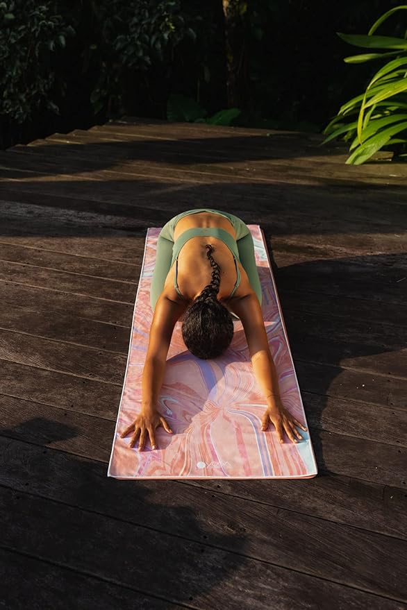 yogadesignlab | The HOT Yoga Towel | Premium Non Slip Colorful Towel | Designed in Bali | Eco Printed + Quick Dry + Mat Sized | Ideal for Hot Yoga, Bikram, Ashtanga, Sport, Travel! (Pearl)