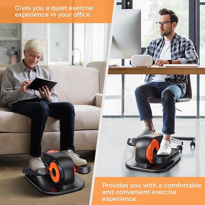 Under Desk Elliptical Machine, 2-in-1 Electric Leg Exerciser for Seniors, Quiet & Compact Pedal Exerciser with Remote, 12 Speed Elliptical Exercise Machine for Home Office