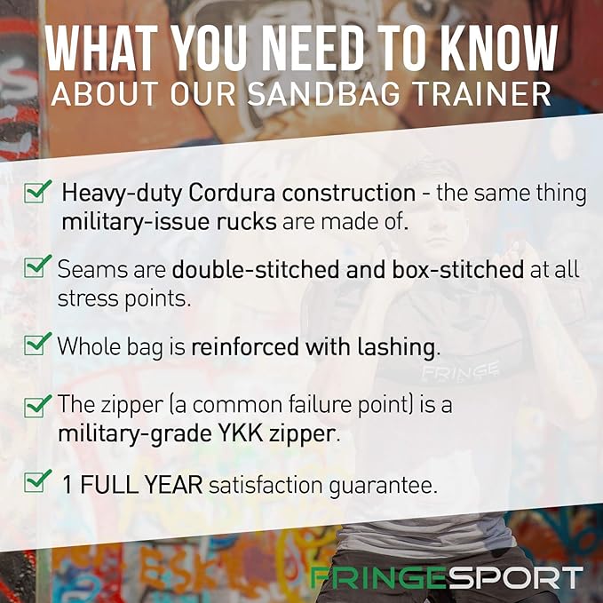 Heavy Duty Sandbag Trainer Shell by FringeSport/Weight Bag for Training, Conditioning, Crossfit WODs, Military Training, & Strength Training