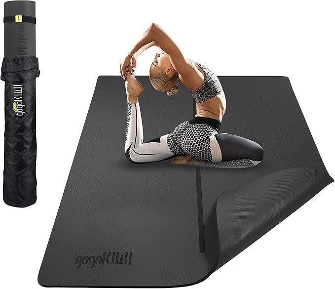 Large Yoga Mat (6'x4') – 1/4" & 1/2" Thick Exercise Mats for Home Workout, Extra Wide Workout Mats for Home Gym, Yoga, Pilates, Stretching, Floor & More