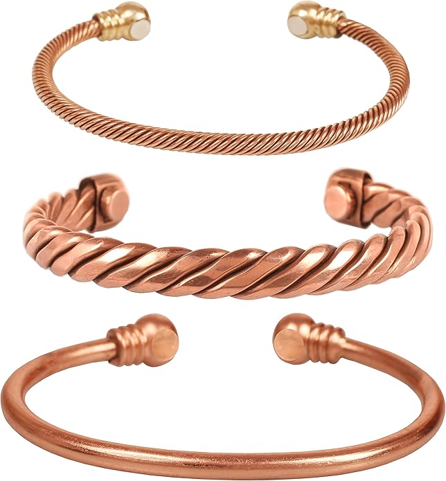 Copper Bracelet Tibetan Style. Hand Forged with Solid and High Gauge Copper Jewelry Cuff for Women Men. Combo of Different Designs
