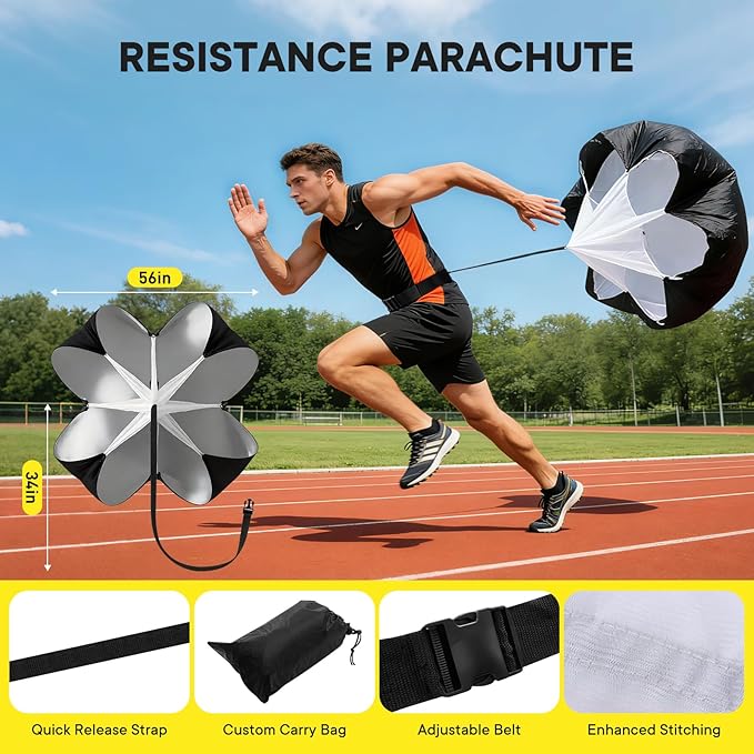 NEWBULIG Agility Ladder Speed Training Equipment, Football Practice Set with 20ft Ladder, 12 Cones, 4 Adjustable Hurdles, Jump Rope, Resistance Parachute for Soccer, Basketball, Youth, Adults