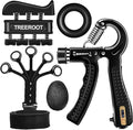 5PCS Grip Strength Trainer Kits, Hand Gripper Strengthener, Forearm Strengthener, Forearm Exerciser, Finger Exerciser, Wrist Strengthener, Stress Relief Ball, Grip Ring