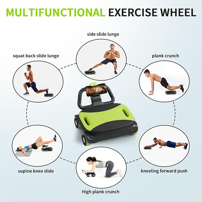 IRISFLY New 4-Wheel Abdominal Roller,Upgraded High-Performance Ab Roller Wheel,Automatic Rebound Ab Roller Board, Strengthen Core & Abs, Ab Machine Perfect for Home Workout