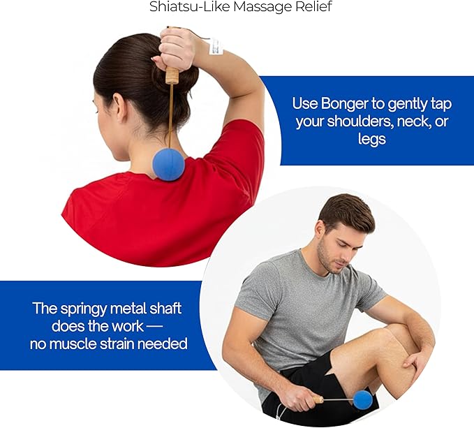 Bongers Handheld Percussion Massage Tool – Deep Tissue Trigger Point Tapping Sticks for Whole Body Pain Relief & Muscle Relaxation (Pink Rainbow Cosmic)