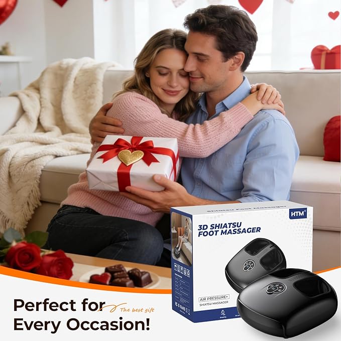 Foot Massager with Heat - Shiatsu Deep Kneading to Relieve Tired & Aching Feet, Fits Size 6-13