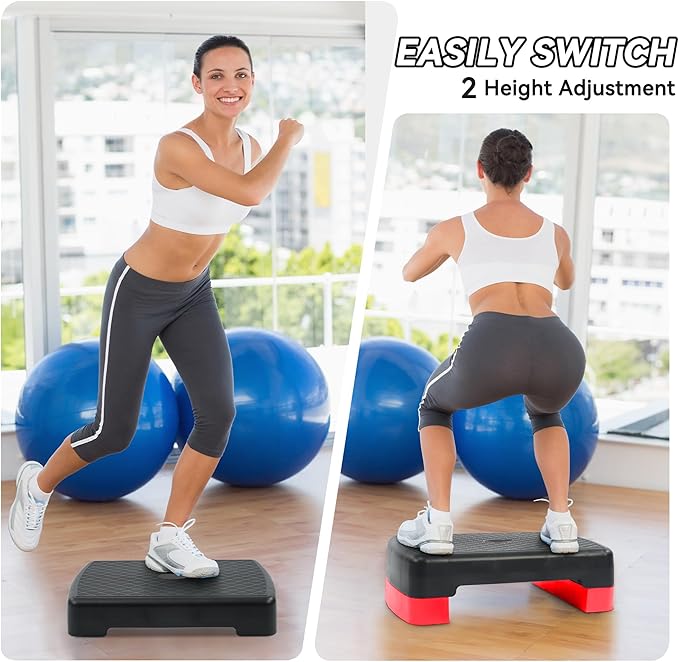 18" Aerobic Exercise Step Platform, Lightweight Portable Step Up Platform Trainer, Adjustable Height 3.9”5.9” for Home Gym