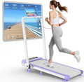 Walking Pad Treadmill with 15% Incline & Dual LED Display, 4 in 1 Walking Pad with Handle Bar, 3.5HP Foldable Treadmill with Incline, Treadmills for Home 350LBS, 4 Adjustable Incline, RGB Light