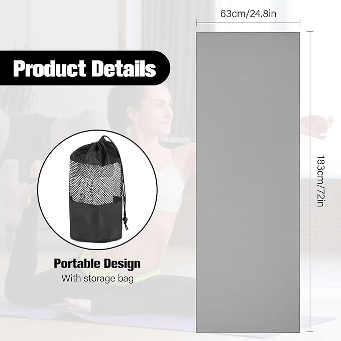 MoKo Hot Yoga Towel, Non-Slip Yoga Mat Towel with Grip Dots, 74.4"×27.3" Yoga Mat Cover for Pilates, Fitness, Meditation, Swimming Pool, Beach, Travel Yoga Mat with Corner Pockets