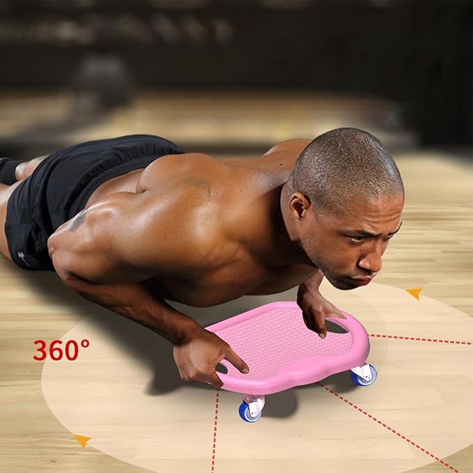 Ab Roller Board – PVC Stainless Steel 32x27x9cm | Abdominal Core Strength Trainer | Silent Exercise Plate For Home Gym Fitness Weight Loss And Daily Workout Use