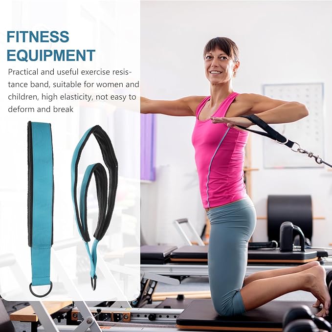 GANAZONO 2pcs Elastic Yoga Stretch Straps with Double Loops, Sturdy Polyester Fitness Bands for Pilates and Home Workout, Ankle and Wrist Support for Flexibility and Resistance Training