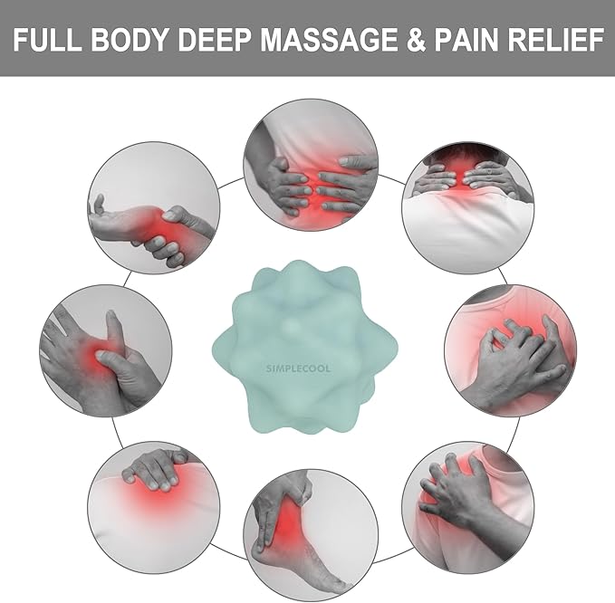Small Spiky Massage Ball Trigger Point Massage Tool. Solid Bumpy Massager Balls for Deep Tissue Myofascial Release Hand Foot Plantar Fasciitis Pain Relief Knots Acupoint Yoga Fitness 2.2×2.1" (Green)