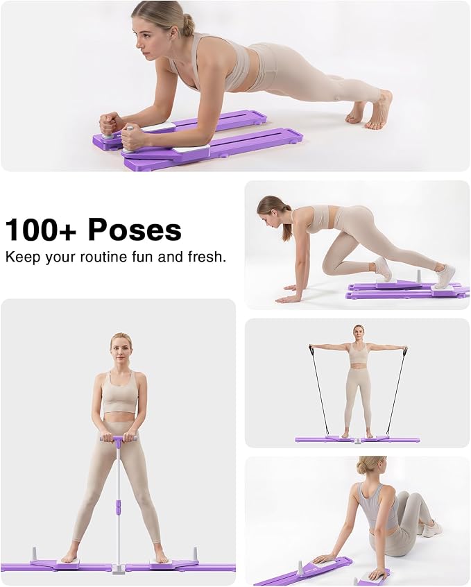 2026 Upgrade 6-in-1 Pliates Board - Multifunctional Anti-Slip Silent Pilates Board Portable Pilates Reformer Machine for Full Body Workout