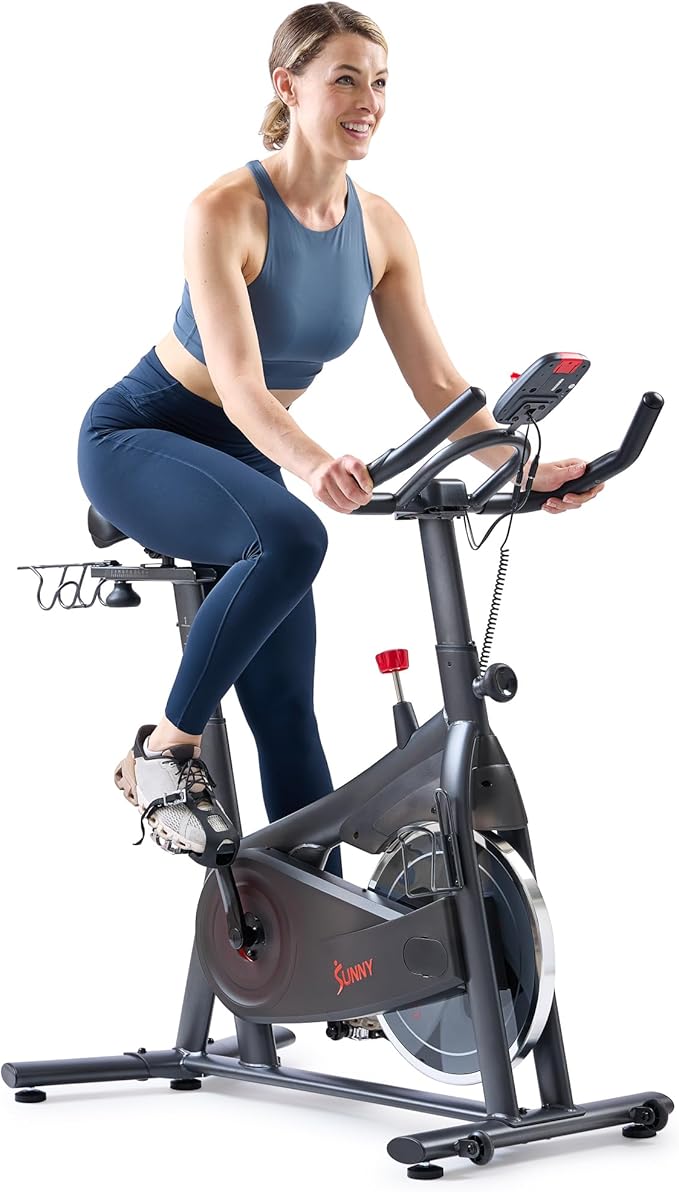 Sunny Health & Fitness Smart Magnetic Cycling Bike with Free SunnyFit App Connection, Stationary Indoor Cardio Exercise Equipment