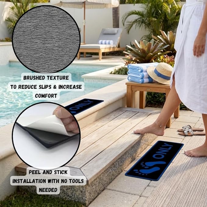 Naked Feet Only Step Pads Non-Slip EVA Foam Step Pad for Boat Gunwales & Ladders, 6mm Brushed Marine Grade Anti-Skid Adhesive Pads (Pair) SeaDek Technology - Black/Orange