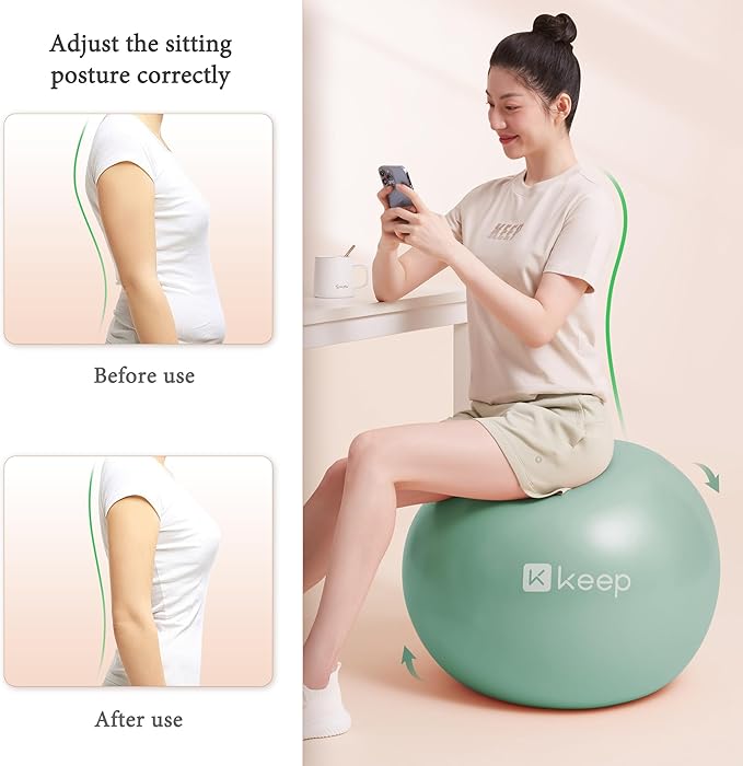 KEEP Exercise Ball Anti-Burst - Thickened Yoga Ball Pilates Ball for Physical Therapy, Fitness Ball for Workout, Core Strength and Physical Therapy