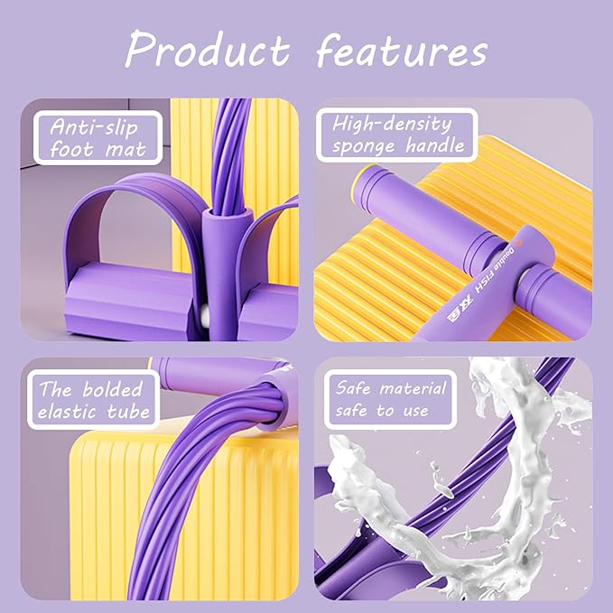 Pedal Resistance Band with Handle Multifunction Pedal Resistance Band Upgrade 6/8/10 Tubes Manual Tension Training Pedal Natural Rubber Foot Pedal Resistance Bands
