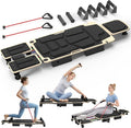Pilates Board Reformer for Home Workout, 5-in-1 Pilates Equipment with Dual & Split Foot Pads, Smooth Sliding Rail System, Adjustable Headrest for 110–190cm, Core & Full-Body Training