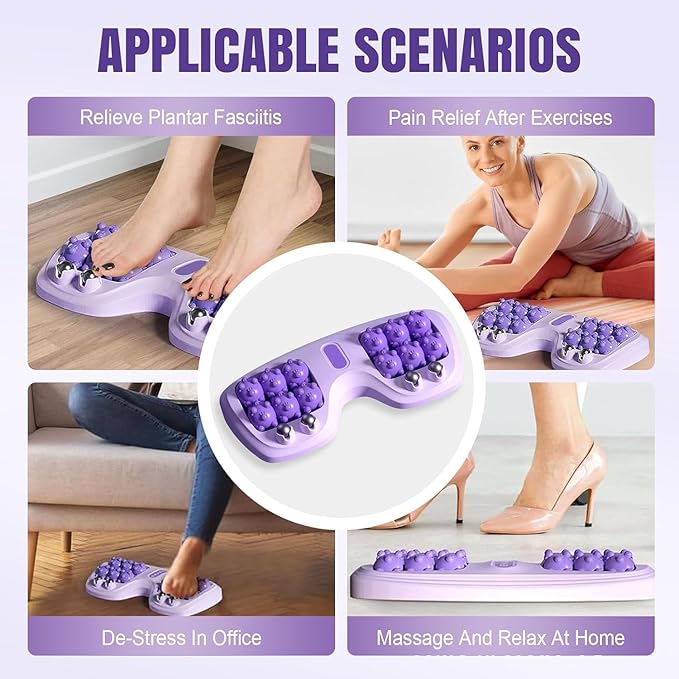 Portable Double Foot Massage Roller, 2025 New Dual Foot Massage Roller for Relieve Pain from Plantar Fasciitis, Portable Feet Massager Tool for Home Office Use (Purple)