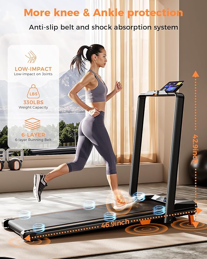 Walking Pad Treadmill, BestGod Incline Under Desk Treadmill 330lbs Capacity, 2.5HP Portable Treadmills for Home, Compact Treadmills Mini Running Machine with Remote Control