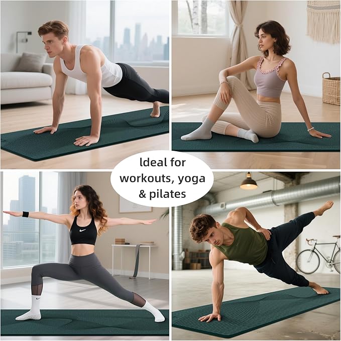 ILILI Yoga Mat, 72x25×0.3 Inch, TPE Exercise Mat, Tear-Resistant, Fitness Yoga Mat with Carrying Strap, Ideal for Yoga, Pilates, Home Workouts, Stretching & All Fitness Routines