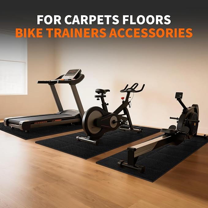 Mat for Exercise Bike Treadmill Walking Pad on Carpet 63x30,Compatible with Peloton, 1/4" Indoor Bike Trainer Mat for Hardwood Floors, Spin Stationary Bike, Equipment Stability, Noise Shock Absorption