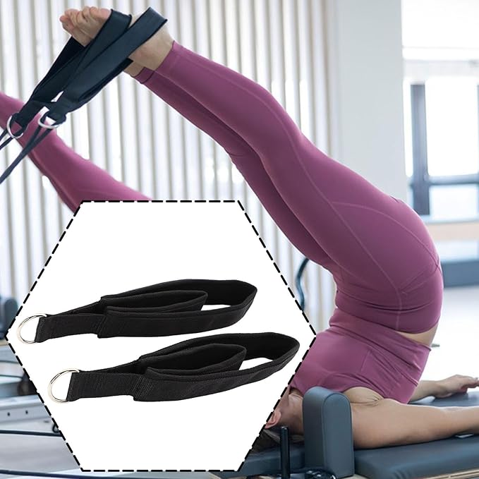 Pilates Straps with D Rings, Double Loop Exercise Straps for Pilates Reformer, Home Gym Equipment, 14.96 inch Length