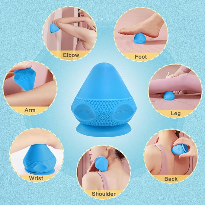 Trigger Point Massage Ball Shoulder Knot Remover Back Muscle Wall Mounted Massage Ball Deep Tissue Pressure Balls Trigger Point Iliacus Muscle Psoas Release Tool Suction Cup Back Massager
