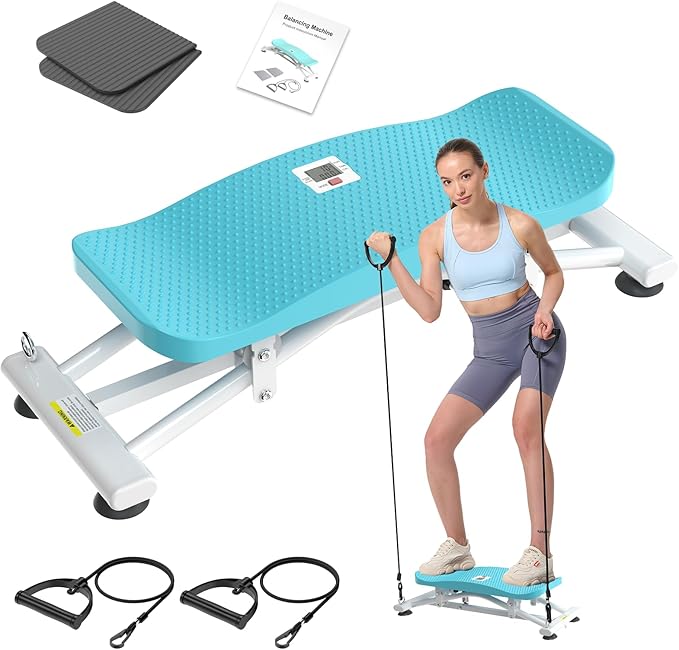 HOTWAVE Ski Balance Board with LCD Display and 300LB Weight Capacity, Rocking Stepper Ski Simulator for Home Workout, Ideal for Balance, Cardio and Core Workout for Adults