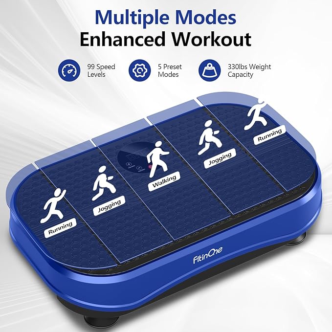 Vibration Plate Exercise Machine for Lymphatic Drainage Massager, 330 Lbs Capacity Full Whole Body Workout Equipment with Loop Bands for Women Men, Fitness Platform for Weight Loss