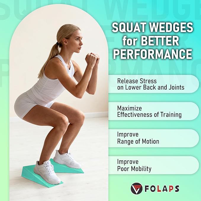 Squat Wedge Block with Guide for Heel Elevated Squat Weightlifting Slant Board for Squats with Carry Bag to Improve Mobility Balance and Strength Performance