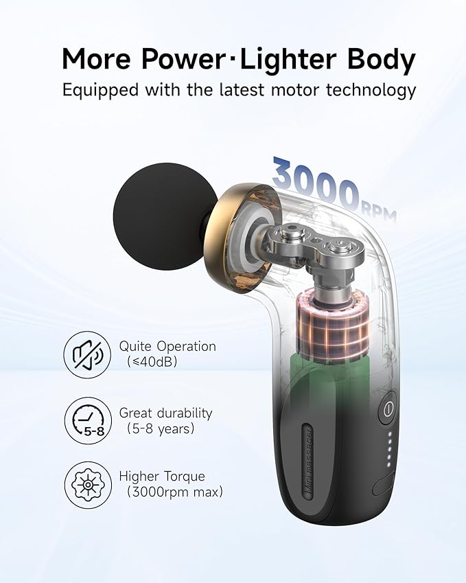 A1 Super Mini Massage Gun, Percussion Deep Tissues Muscle Massager, Travel Massage Gun, Compact Sports Massager, Portable Handheld Massager for Office, Home, Athletes(Black)