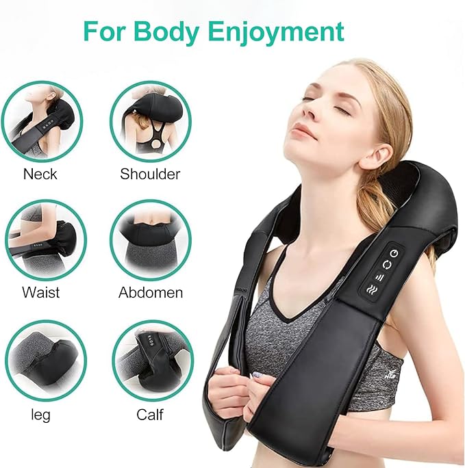 Medcursor Neck Massager - Portable Electric Neck and Back Massager with Heat, Deep Tissue 3D Kneading Pillow for Muscle Pain Relief, Ideal Father’s Day Gift, Not Cordless