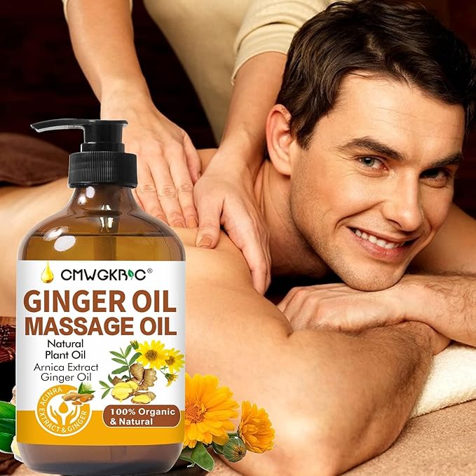 Ginger Oil,Ginger Massage Oil for Lymphatic Drainage,Natural Body Oil for Skin,Arnica Oil,Sore Muslce Massage Oil,Spa Ginger Oil-Warming and Relaxing for Easter Basket Stuffers Gifts for Men Women