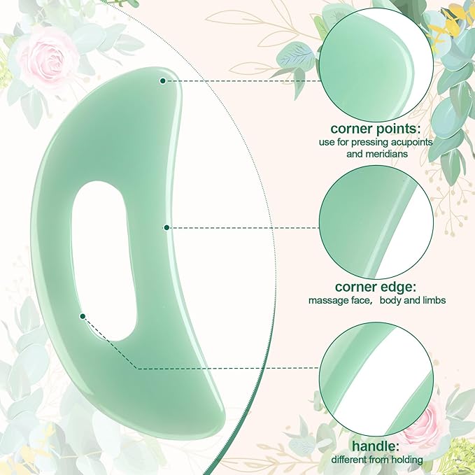 BBTO Gua Sha Massage Tool with Handle Resin Massage Tools Lymphatic Drainage Massager Body Shaping Gua Sha Tools for Full Body Men Women Birthday Festival Holiday Present (Light Green)