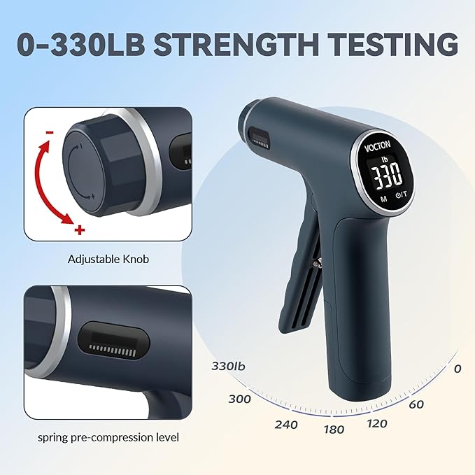 330lbs/150KG Handful Grip Strength Tester, Electronic Hand Dynamometer & Exerciser with Adjustable Resistance Trainer, LCD Screen, Ergonomic Handle for Home and Gym Use(Battery Not Included)