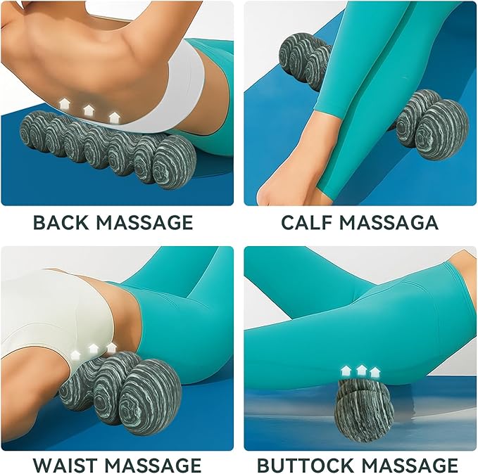 High-Density Foam Roller for Deep Muscle Massage of Legs & Back, Releases Muscle Pain, Pilates Fitness Yoga Pillar （Green Wave）