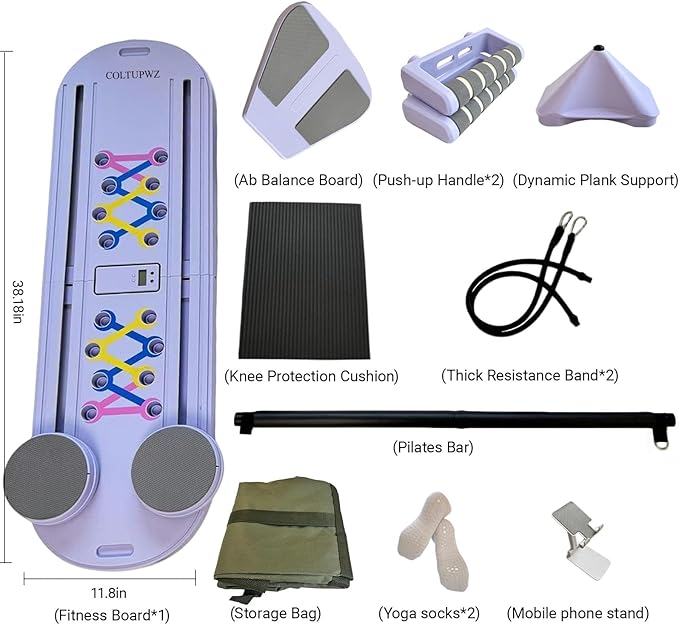 Pilates Reformer,Mini Portable Foldable Pilates Board for Home Workout,Multifunctional Pilates Reformer Sets for Women