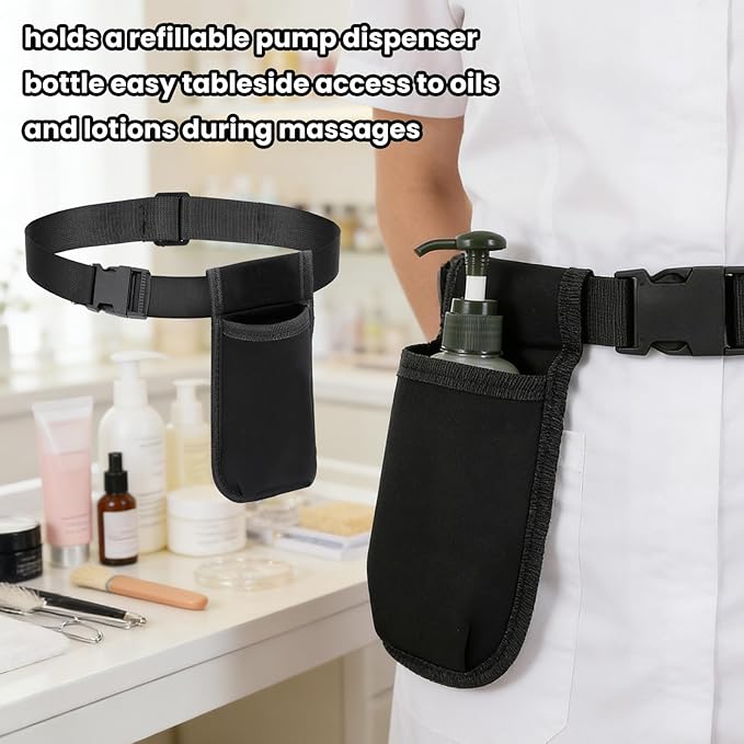 2 Pcs Professional Massage Oil Holster, Massage Waist Oil Case Adjustable Lotion Oil Waist Holder Organizer Belt Comfortable Therapist Essential Accessory