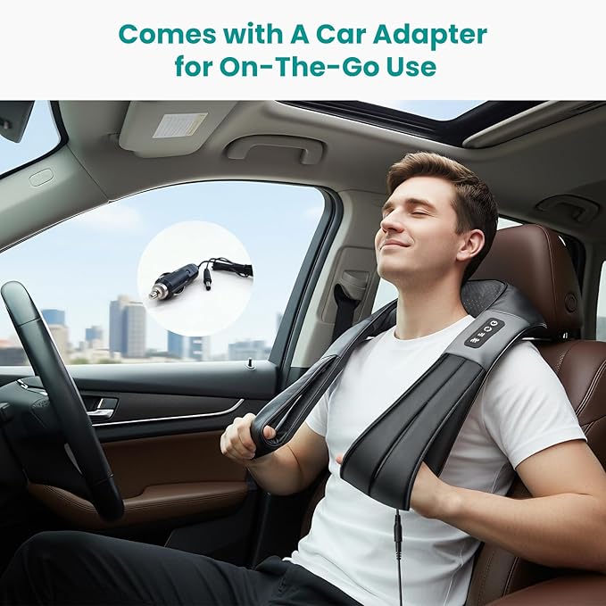 Nekteck Shiatsu Neck Massager with Heat for Pain Relief Deep Tissue, 2026 Upgraded 3D Back Shoulder Kneading Massage Pillow, Body Muscle Relaxation Tools Gifts for Him Her, Black (NOT Cordless)