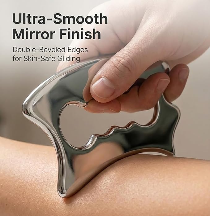 QKIIP Muscle Scraper Tool for Back & Legs, Enlarged Myofascial Massage Release Tool, Stainless Steel Scraping Tool Physical Therapy, IASTM Fascia Scraper, Guasha Tool for Body Skin Neck